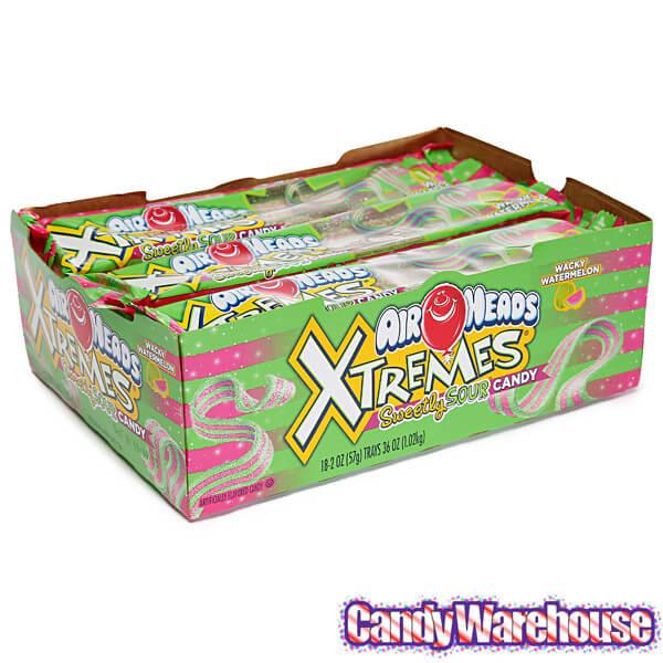 AirHeads Xtremes Sour Belts 2-Ounce Packs - Watermelon: 18-Piece Box - Candy Warehouse
