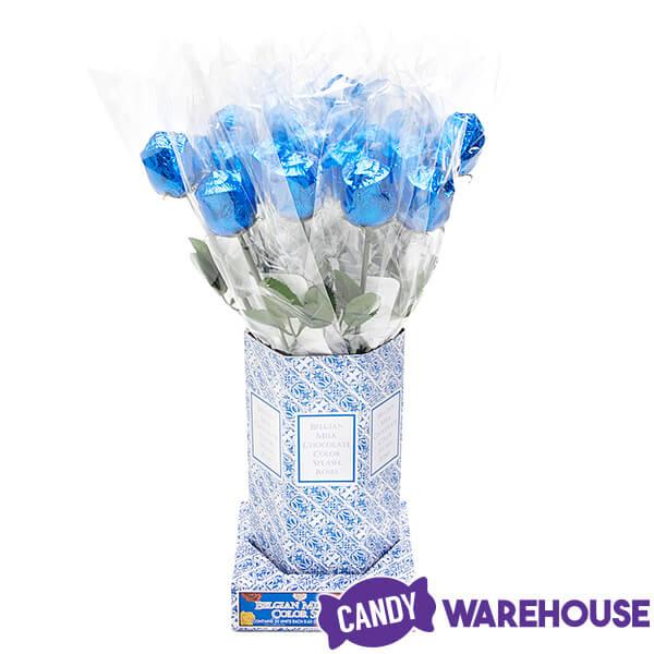 Albert's Foiled Milk Chocolate Roses - Royal Blue: 20-Piece Bouquet - Candy Warehouse