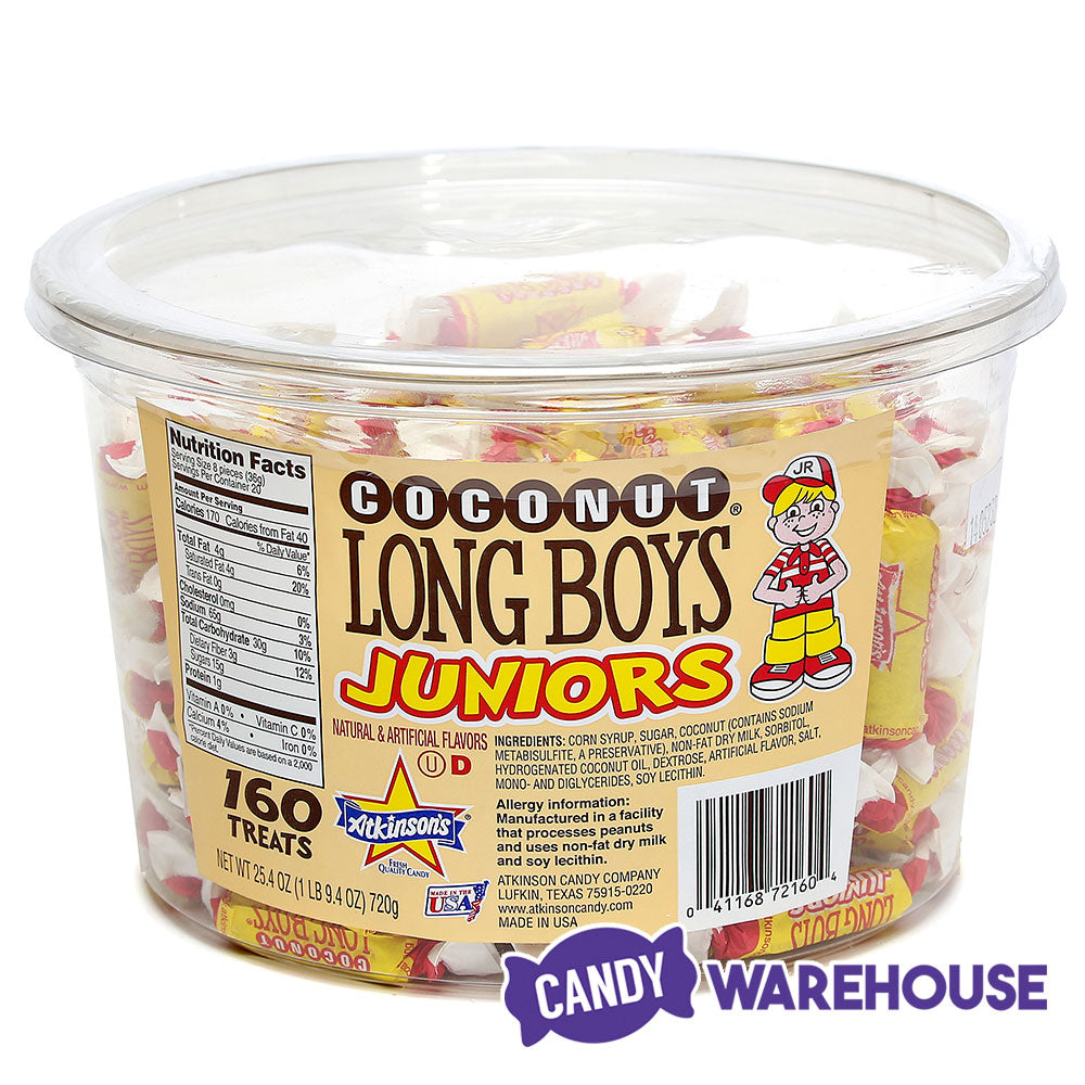Atkinson Coconut Long Boys Juniors Candy: 160-Piece Tub