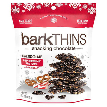 Bark Thins Dark Chocolate Peppermint Pretzel with Sea Salt: 4.7-Ounce Bag - Candy Warehouse