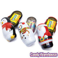 Bee International Candy Tin Christmas Ornaments - Santa, Snowman and Penguin: 12-Piece Box - Candy Warehouse