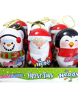 Bee International Candy Tin Christmas Ornaments - Santa, Snowman and Penguin: 12-Piece Box