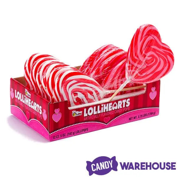 Bee International Jumbo Heart Swirl Lollipops 12Piece Box Candy