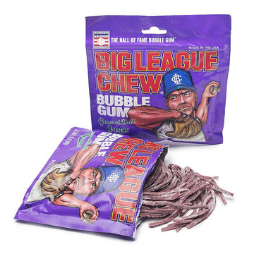 Big League Chew Bubble Gum Packs - Grape: 12-Piece Box - Candy Warehouse