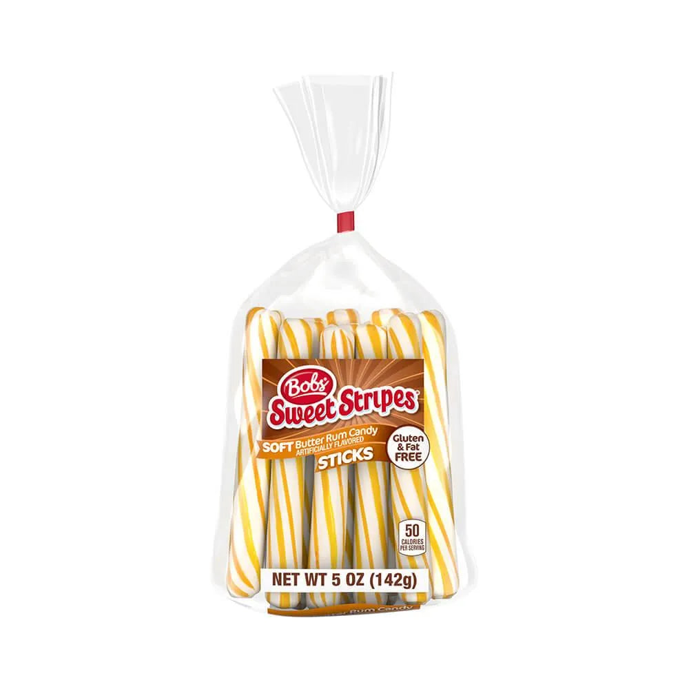 Bobs Sweet Stripes Butter Rum Sticks Bundles 12Piece Display Candy Warehouse