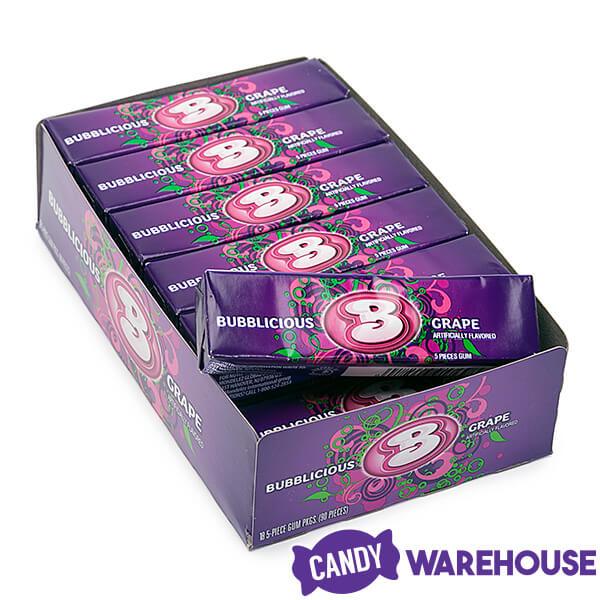 Bubblicious Bubble Gum Packs - Grape: 18-Piece Box - Candy Warehouse