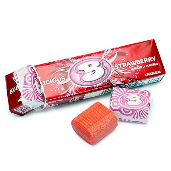 Bubblicious Bubble Gum Packs - Strawberry: 18-Piece Box – Candy Warehouse