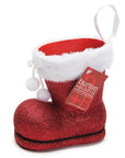 Burton and Burton Glittery Red Santa Boot Candy Cane Vase