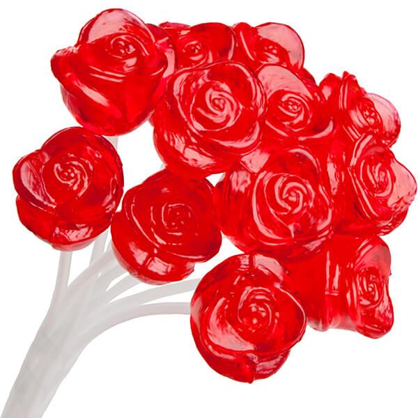 Candy 3-D Red Rose Lollipops: 100-Piece Bag - Candy Warehouse