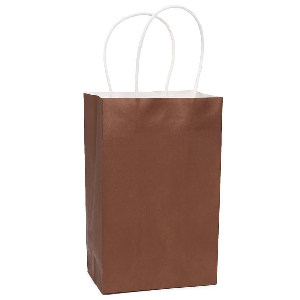 Candy Bags with Handles - Brown: 12-Piece Pack - Candy Warehouse