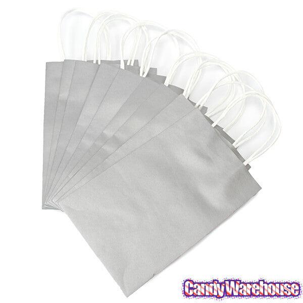 Candy Bags with Handles - Silver: 12-Piece Pack - Candy Warehouse