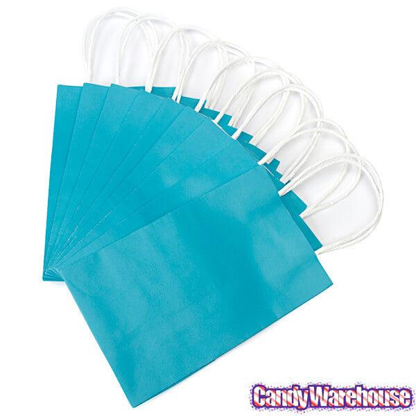Candy Bags with Handles - Turquoise Blue: 12-Piece Pack - Candy Warehouse