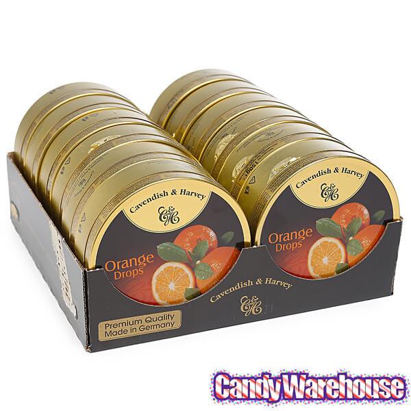 Cavendish & Harvey Hard Candy Drops Tins - Orange: 12-Piece Box - Candy Warehouse