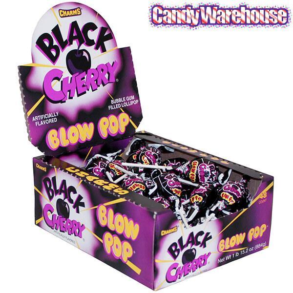 Charms Blow Pops - Black Cherry: 48-Piece Box - Candy Warehouse