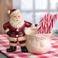 Christmas Santa Ceramic Candy Cane Holder - Candy Warehouse