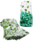 Clear Cello Candy Bags with St Patrick's Day Clovers: 100-Piece Box