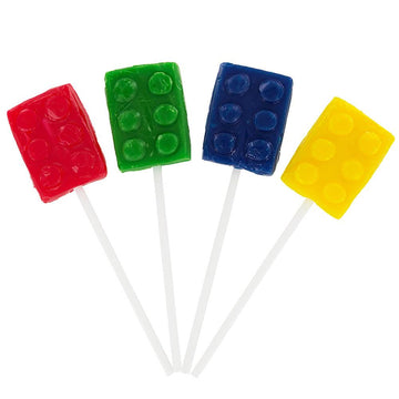 Color Brick Lego Lollipops: 12-Piece Box - Candy Warehouse