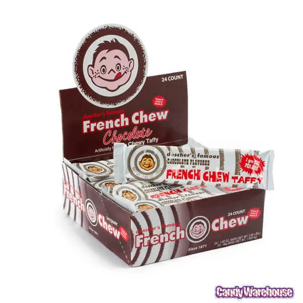 Doscher's French Chew Taffy Bars Chocolate 24Piece Box Candy