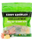 Eddy Edibles Assorted Sour CBD Gummies THC Free 600mg: 30 Gummy Bears