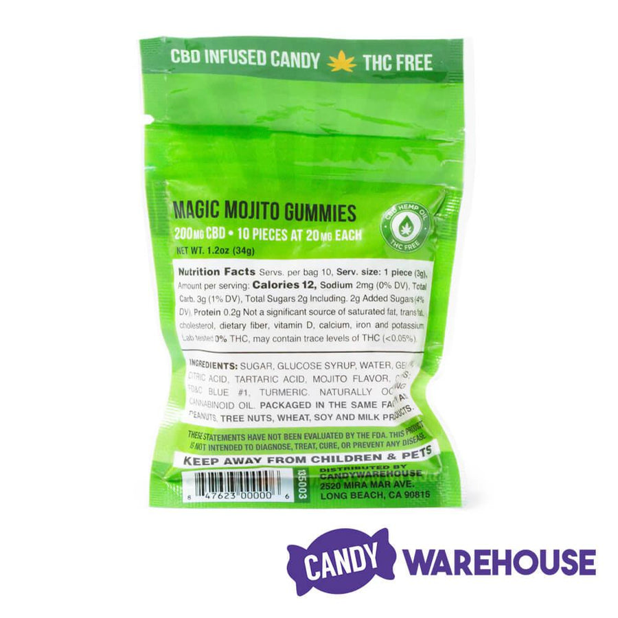 Eddy Edibles Sour Mojito CBD Gummies THC Free 200mg: 10 Gummy Bears - Candy Warehouse