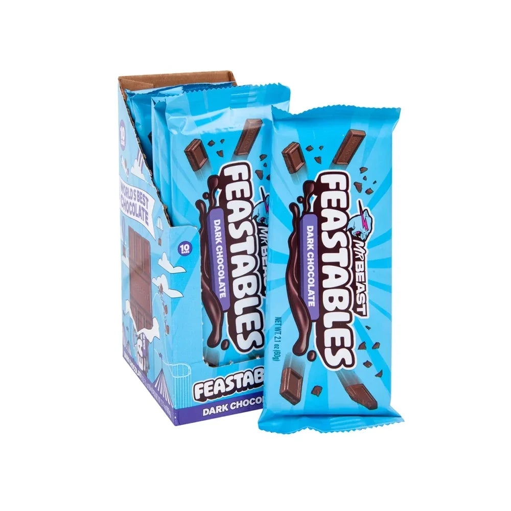 MrBeast Feastables Dark Chocolate Bars 10-Piece Box | Candy