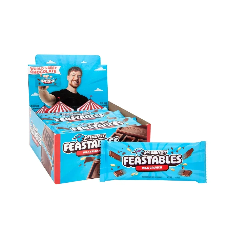 Feastables Milk Chocolate Crunch Bars 24-Piece Box | Candy