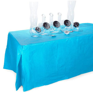 Fitted Table Cover For Standard 6-Foot Rectangular Table - Caribbean Blue - Candy Warehouse