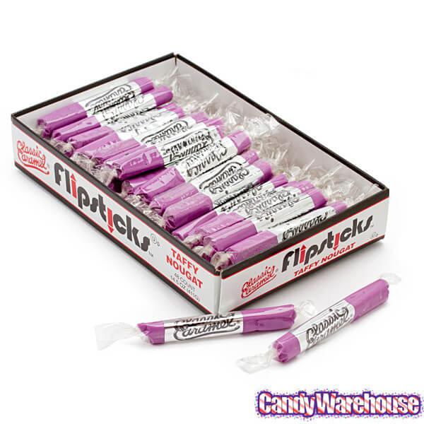 Flipsticks Nougat Taffy Candy - Grape: 48-Piece Caddy - Candy Warehouse