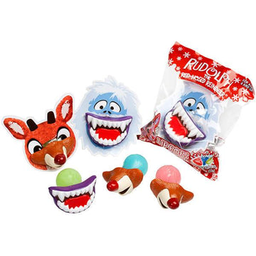 Flix Candy Rudolph the Red Nosed Reindeer Lip Pops Candy Packs: 12-Piece Display - Candy Warehouse