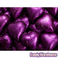 Foiled Milk Chocolate Hearts - Purple: 2LB Bag - Candy Warehouse
