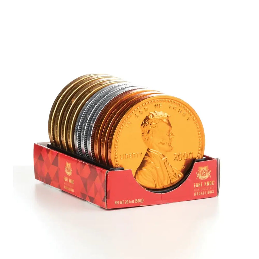 Fort Knox Foiled Milk Chocolate 4-Inch Medallions: 10-Piece Box
