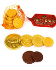 Fort Knox Gold Foiled Milk Chocolate Coins in Mesh Bags: 12-Piece Box