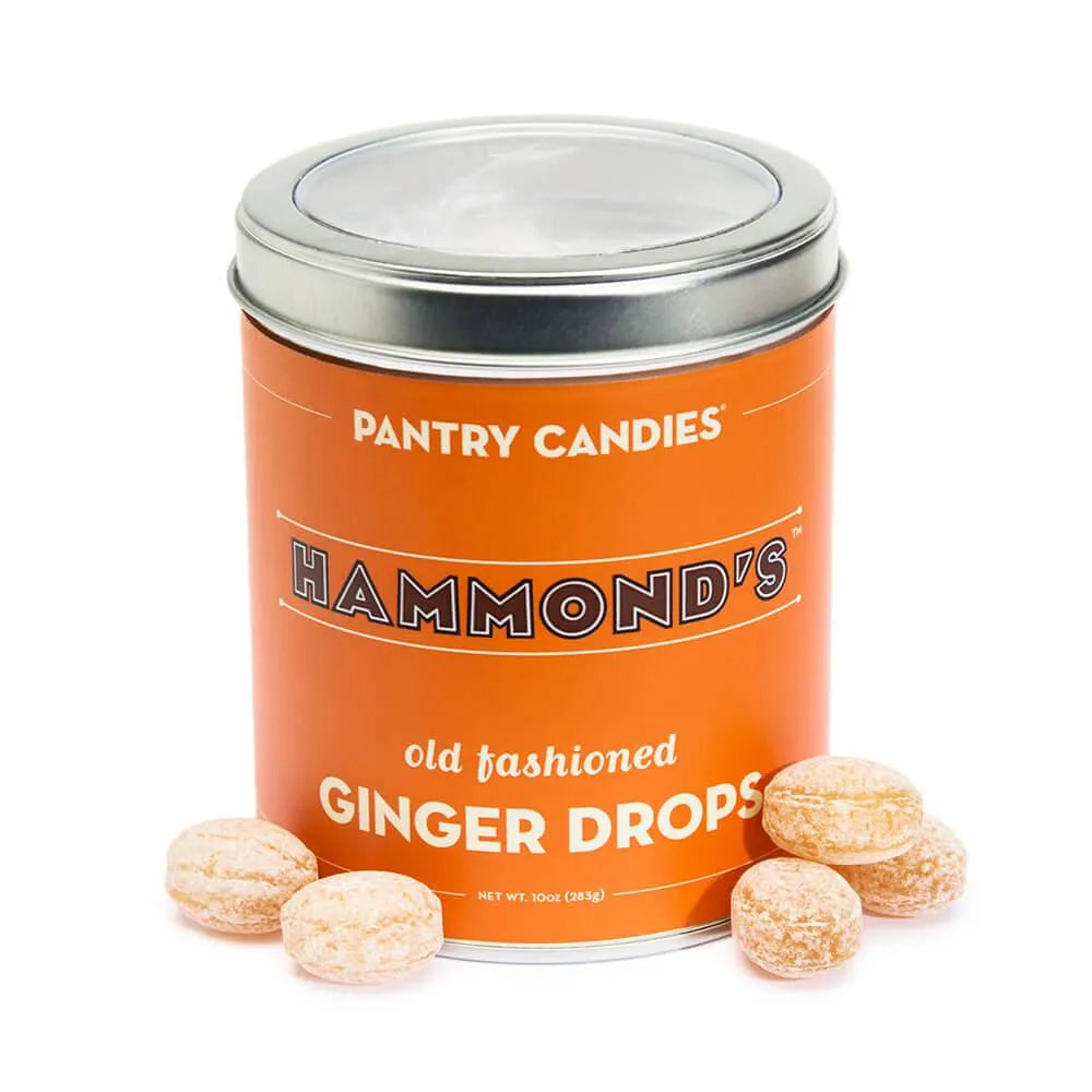 Ginger Drops Hard Candy 10Ounce Tin Candy Warehouse
