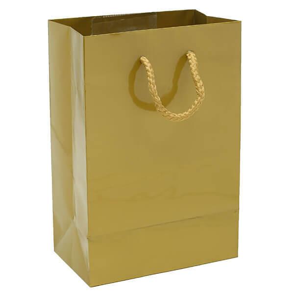 Glossy Candy Bags with Handles - Gold: 12-Piece Pack - Candy Warehouse