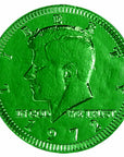Green Foiled Milk Chocolate Coins: 1LB Bag