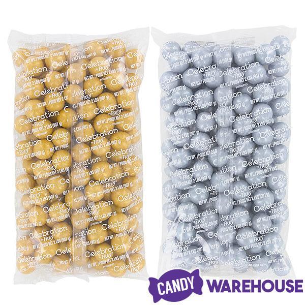Gumballs Color Combo - Gold and Silver: 4LB Box - Candy Warehouse
