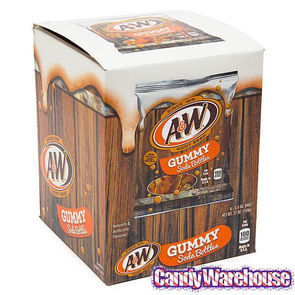 Gummy Soda Bottles Candy Bags - A&W Root Beer: 6-Piece Display - Candy Warehouse