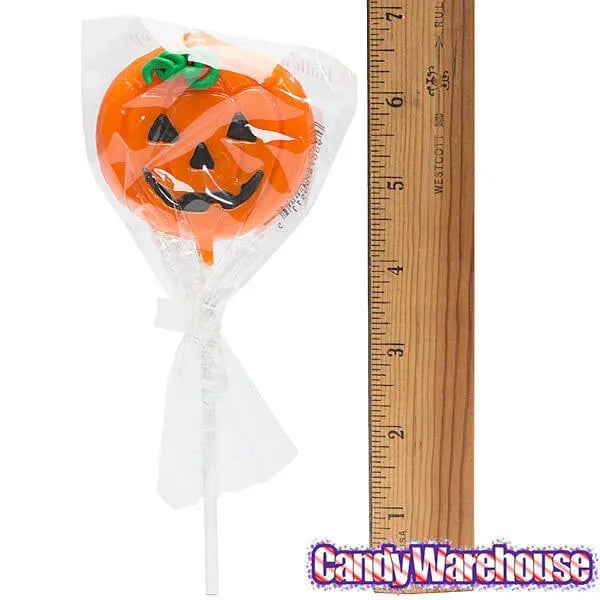 Halloween Pumpkin Hard Candy Lollipops 12Piece Pack Candy Warehouse