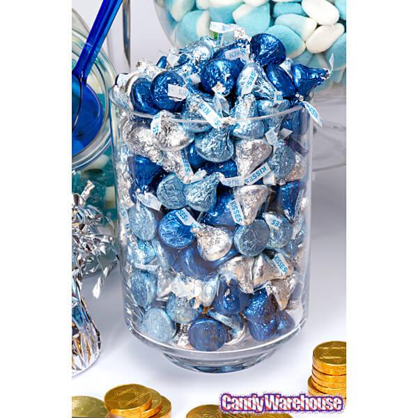 Hershey's Kisses Blue & Silver Foiled Milk Chocolate Candy: 200-Piece Bag - Candy Warehouse