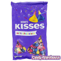 Hershey's Kisses Red, Dark Blue & Yellow Foiled Party Milk Chocolate Candy: 3LB Bag - Candy Warehouse