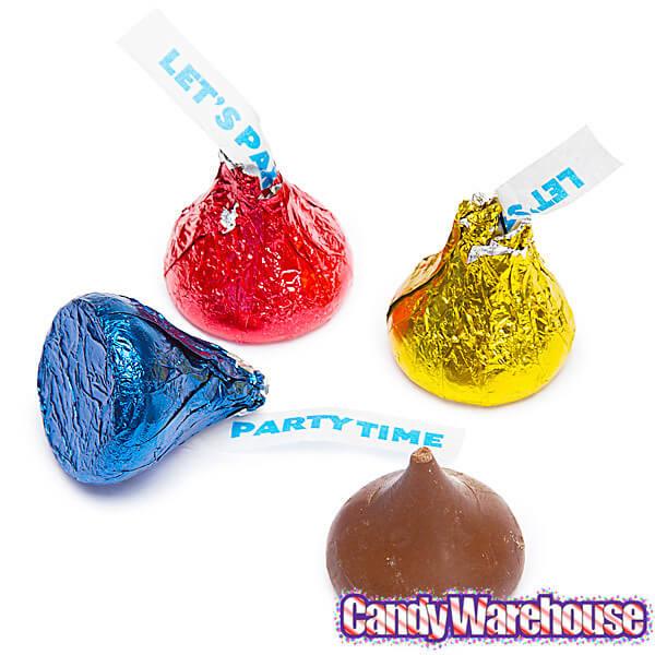 Hershey's Kisses Red, Dark Blue & Yellow Foiled Party Milk Chocolate Candy: 3LB Bag - Candy Warehouse