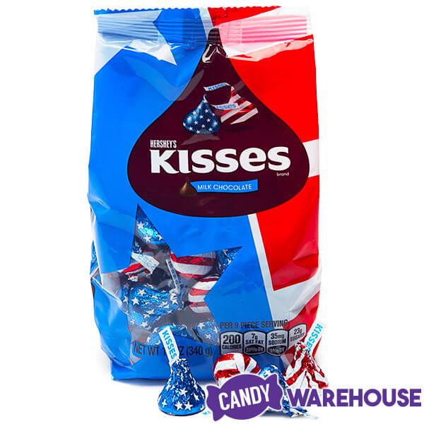 Hershey's Kisses USA Flag Foiled Milk Chocolate Candy: 12-Ounce Bag - Candy Warehouse
