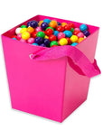 Hot Pink Cardboard Buckets with Ribbon Handles: 6-Piece Set