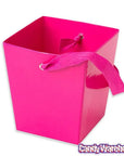 Hot Pink Cardboard Buckets with Ribbon Handles: 6-Piece Set