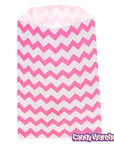 Hot Pink Chevron Stripe Candy Bags: 25-Piece Pack