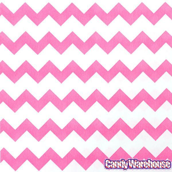 Hot Pink Chevron Stripe Candy Bags: 25-Piece Pack - Candy Warehouse