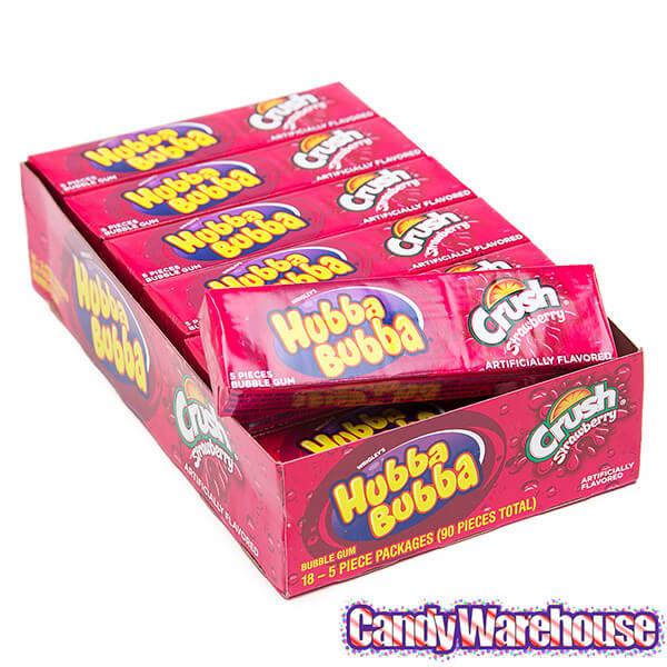 Hubba Bubba Bubble Gum Packs - Strawberry Crush: 18-Piece Box - Candy Warehouse