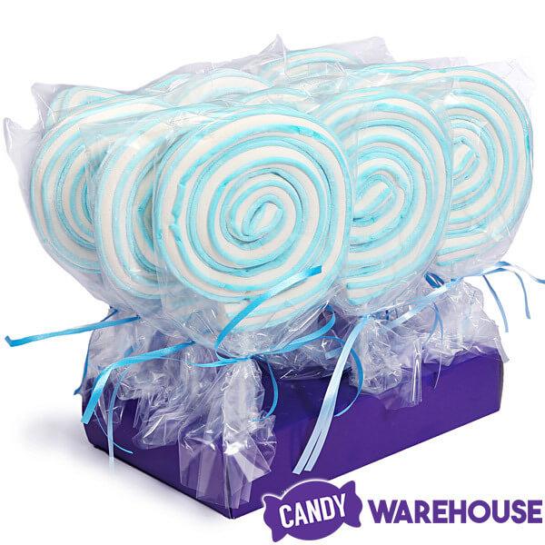 Jumbo Marshmallow Roller Pops - Blue: 18-Piece Box