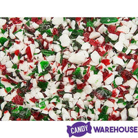 King Leo Crushed Peppermint Candy Cane Bits in Red, Green, and White: 1LB Jar - Candy Warehouse