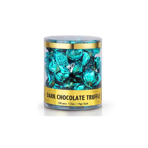 Madelaine Aqua Green Foiled Dark Chocolate Truffles: 30-Piece Tub - Candy Warehouse